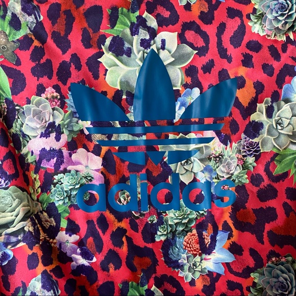Adidas Floral Front Zip Track Jacket Size 11-12Y Medium S96108 - Picture 5 of 9